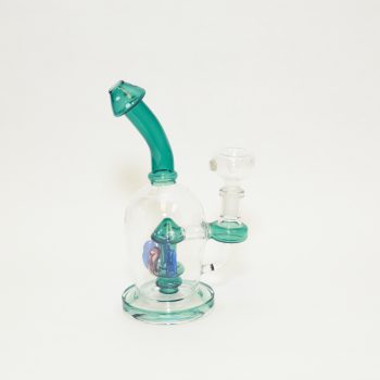 Glass Bong Mushroomish  (Green) 8in